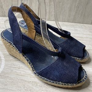 Clark’s Denim Slingback Peep Toe Espadrilles